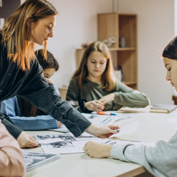 Group of kids studying at school